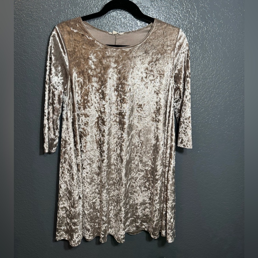 Rolla Coster Womens Velvet Feel Gold Above Knee Mini Tunic Dress Size Medium M